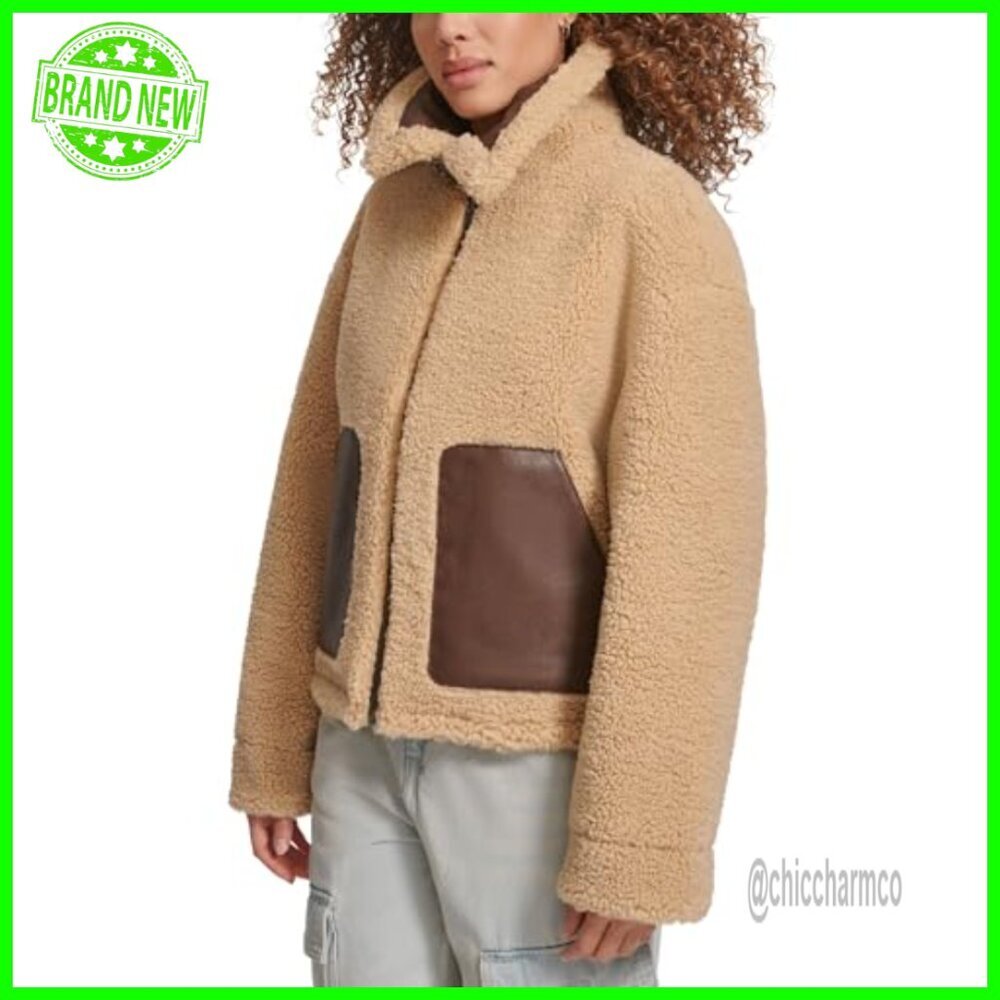 Reversible Sherpa Faux Leather Jacket, Size Small, Two Looks in One - Picture 2 of 6